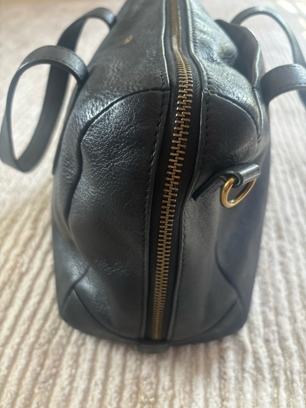 Fossil Blue  Pebbled Leather Shoulder Bag with Gold Logo - Picture 4 of 15